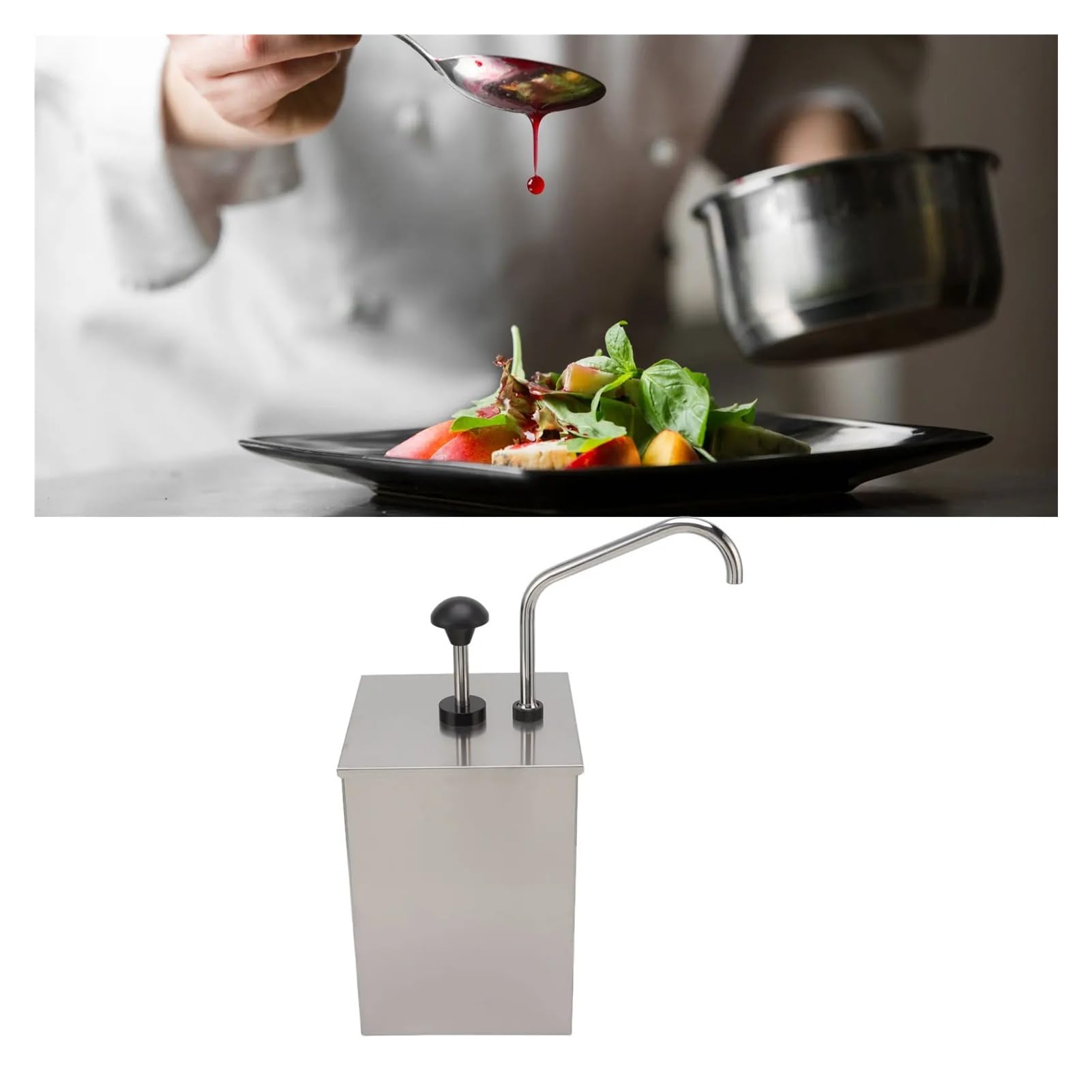 Stazione di distribuzione della salsa di soia da 4 litri, in acciaio inox, con pompa a testa singola, for condimenti, sciroppi, accessori da cucina Usi multipli
