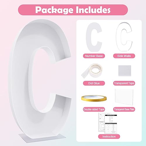 Miniatura 5 de Xiomot Marco de globos de marquesina de 4 pies con diseño de mosaico iluminado letra grande de espuma precortada letra O para cumpleaños boda baby