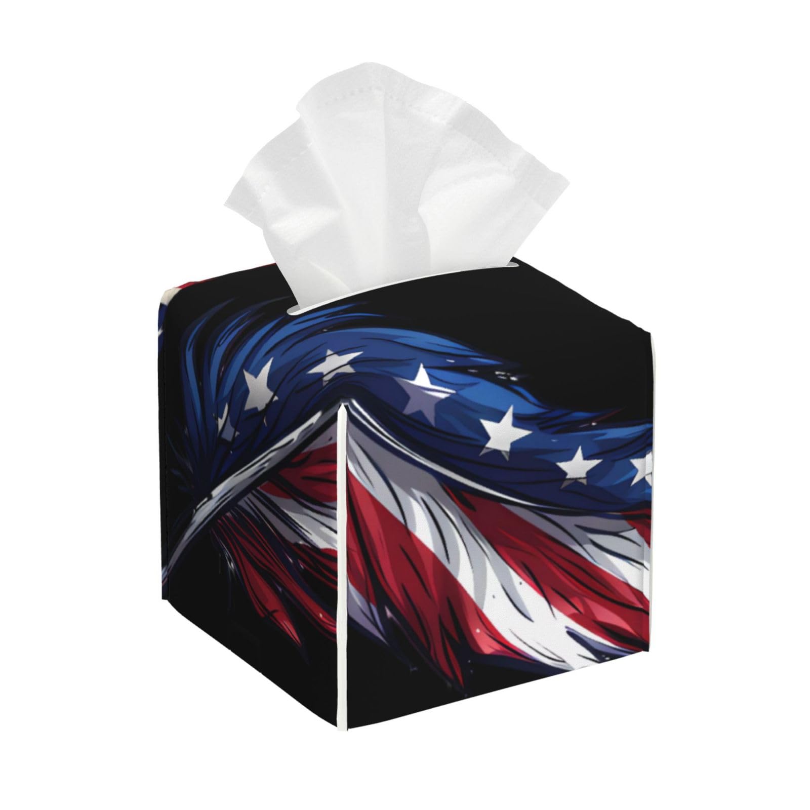 American and British Flags Square Tissue Box Cover with Modern and Stylish Bottom Tissue Box Storage Space