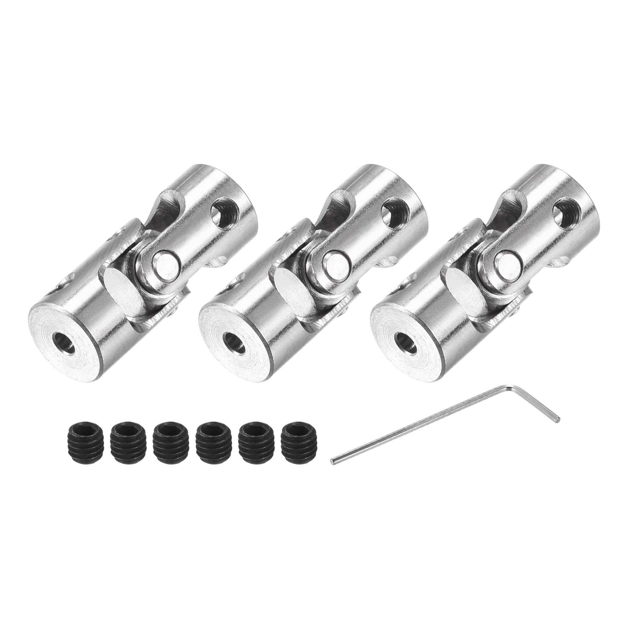 sourcing map2.3mm to 4mm Inner Dia Rotatable Universal Joint Shaft Coupling Motor Shaft Coupler L23 x D9 with Screws and Wrench for RC Model Pack of 3