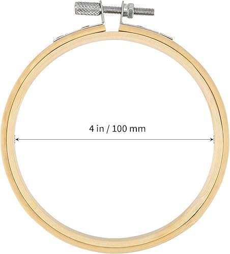 Miniatura 2 de SHEUTSAN 24 aros de bordado de 4 pulgadas, anillo de aro de punto de cruz de bambú, aros de bordado de círculo de madera a granel para bordado,