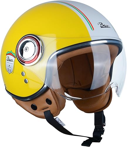 Vista 6 de Open Face Motorcycle Helmet for Adults,DOT Approved - Moped Half Vespa Retro Helmet with Anti-Scratch Visor for Men and Women