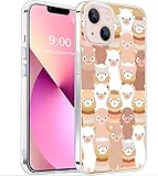 LOHROF Aesthetic Funny Cartoon Animal Pattern iPhone 13 case, Anti-Scratch Shockproof Cover Compatible with iPhone 13, Alpaca Llama face iPhone Case Support Wireless Charging