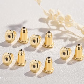 XKCWXY 4Pair Sterling Silver Earring Backs for Studs Secure,14K Gold Plated Locking Earring Backs for Studs,Hypoallergenic Earring Backs for Droopy Ears