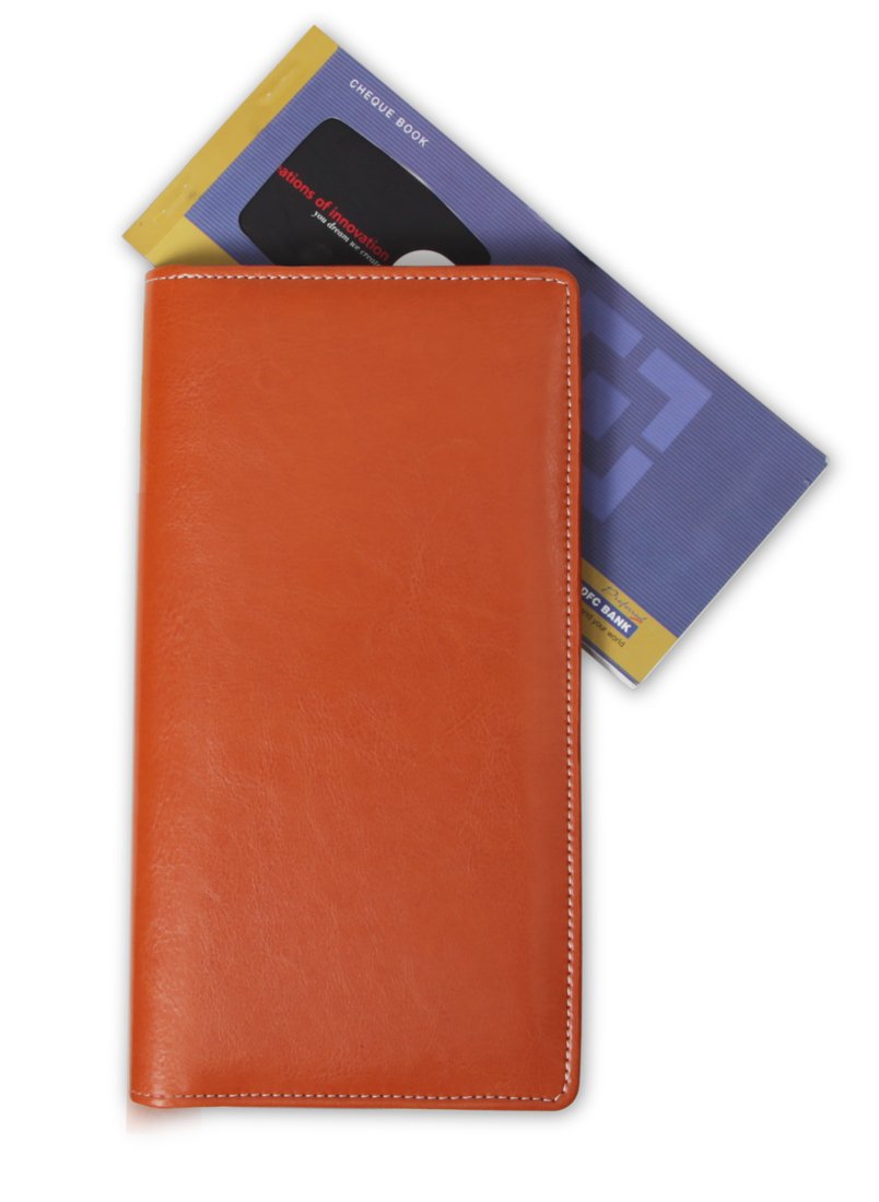 COI Orange Leatherette Expandable Cheque Book Holder/Document Holder (C0701) 1