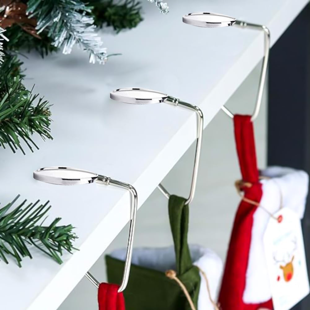 6 Pezzi Portacalze di Natale per Camino, Supporti per Calza Natale Mantello Antiscivolo Robusti Ganci per Calza Mensola per la Decorazione della Casa Vacanze di Natale