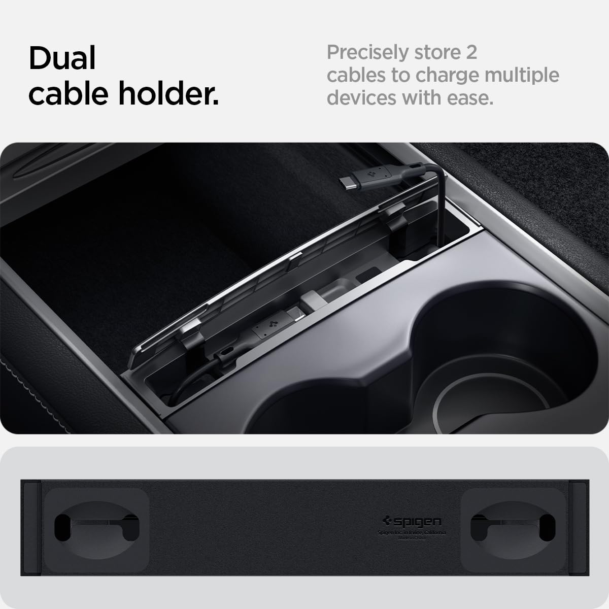 Spigen Estación Organizadora de Cables Tesla Model 3 2021-2023 y Model Y (~2024) Diseñada para Accesorios Tesla