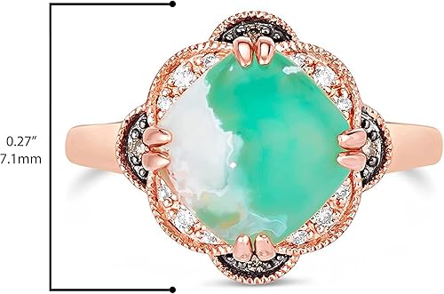 Vista 5 de LeVian - Anillo de oro rosa de 14 quilates con forma de cojín de 3 14 quilates con diseño de flor de milgrain de cuarzo, chapado en oro rosa de 14