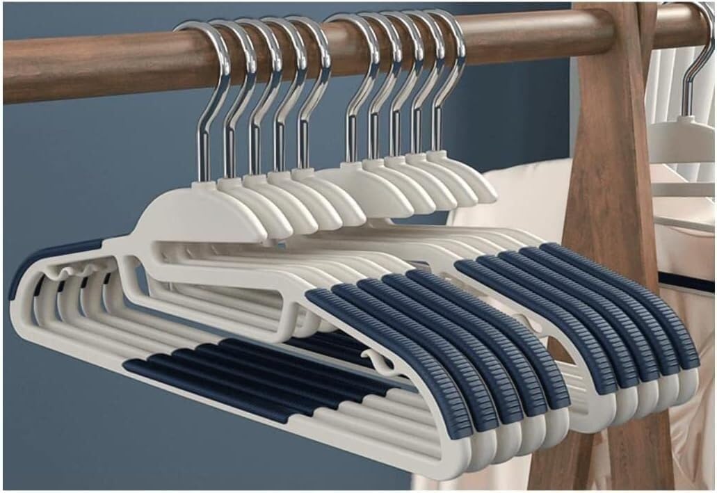 Plastic Hangers for Clothes 10 Pack Home Durable Coats Hangers with Non-Slip Rubber Space Saving(C)