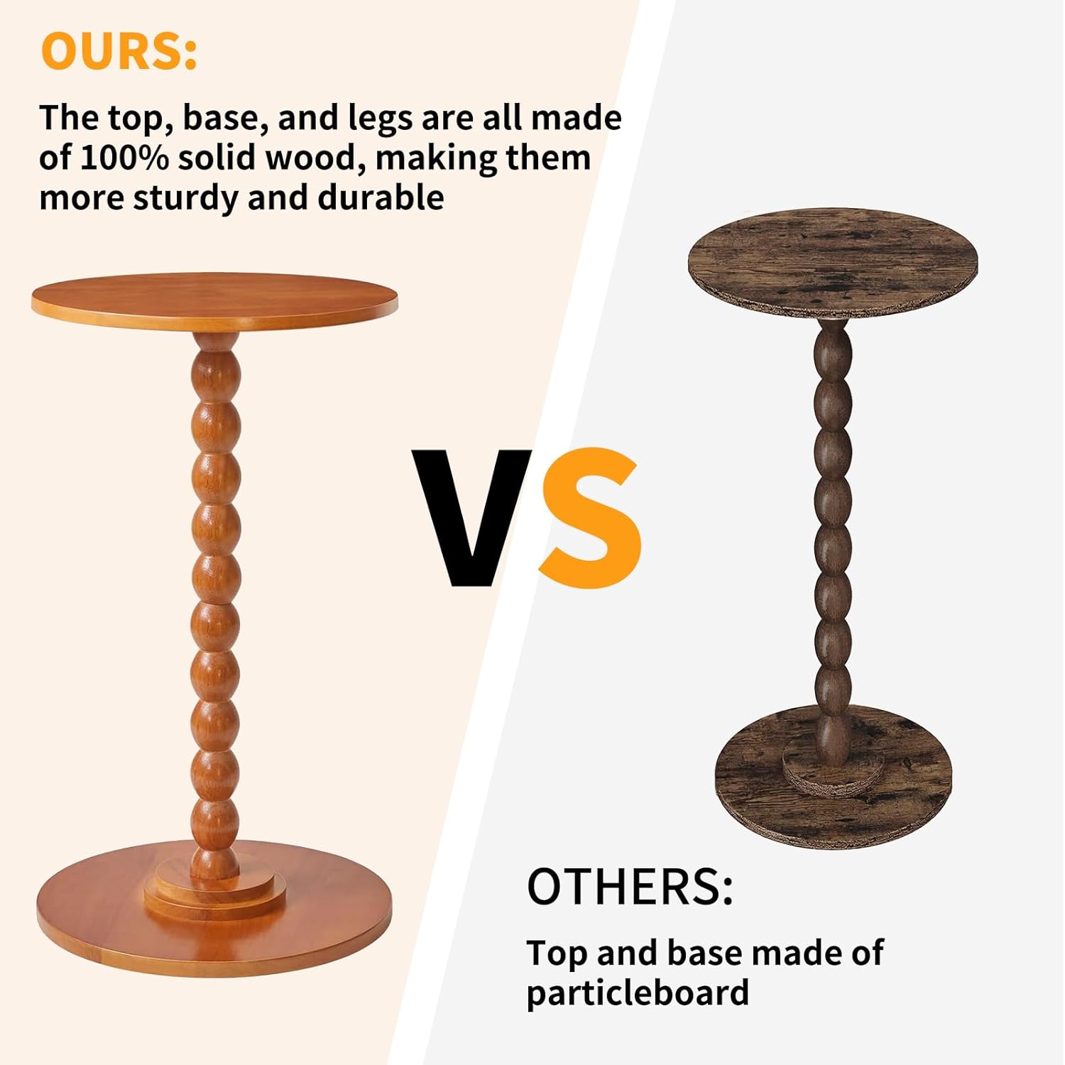 Aibiju Round Wood Side Table, Small Decorative Table, Nightstand, Modern Side Table for Living Room Bedroom Small Space Cherry Wood Color YD-RST001C