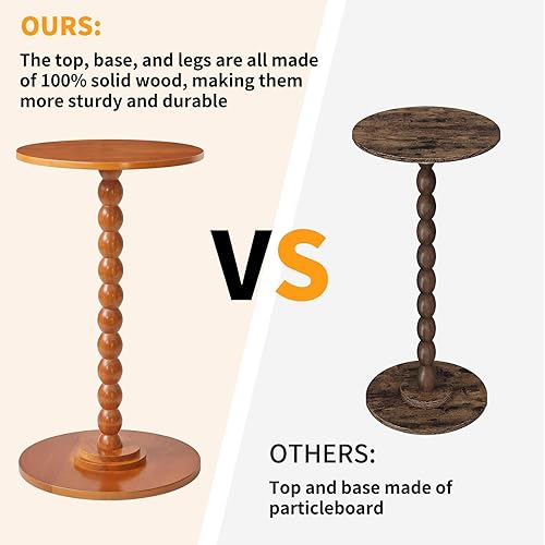 Miniatura 5 de Mesa auxiliar redonda de madera, pequeña mesa decorativa, mesita de noche, mesa auxiliar moderna para sala de estar, dormitorio, espacio pequeño,