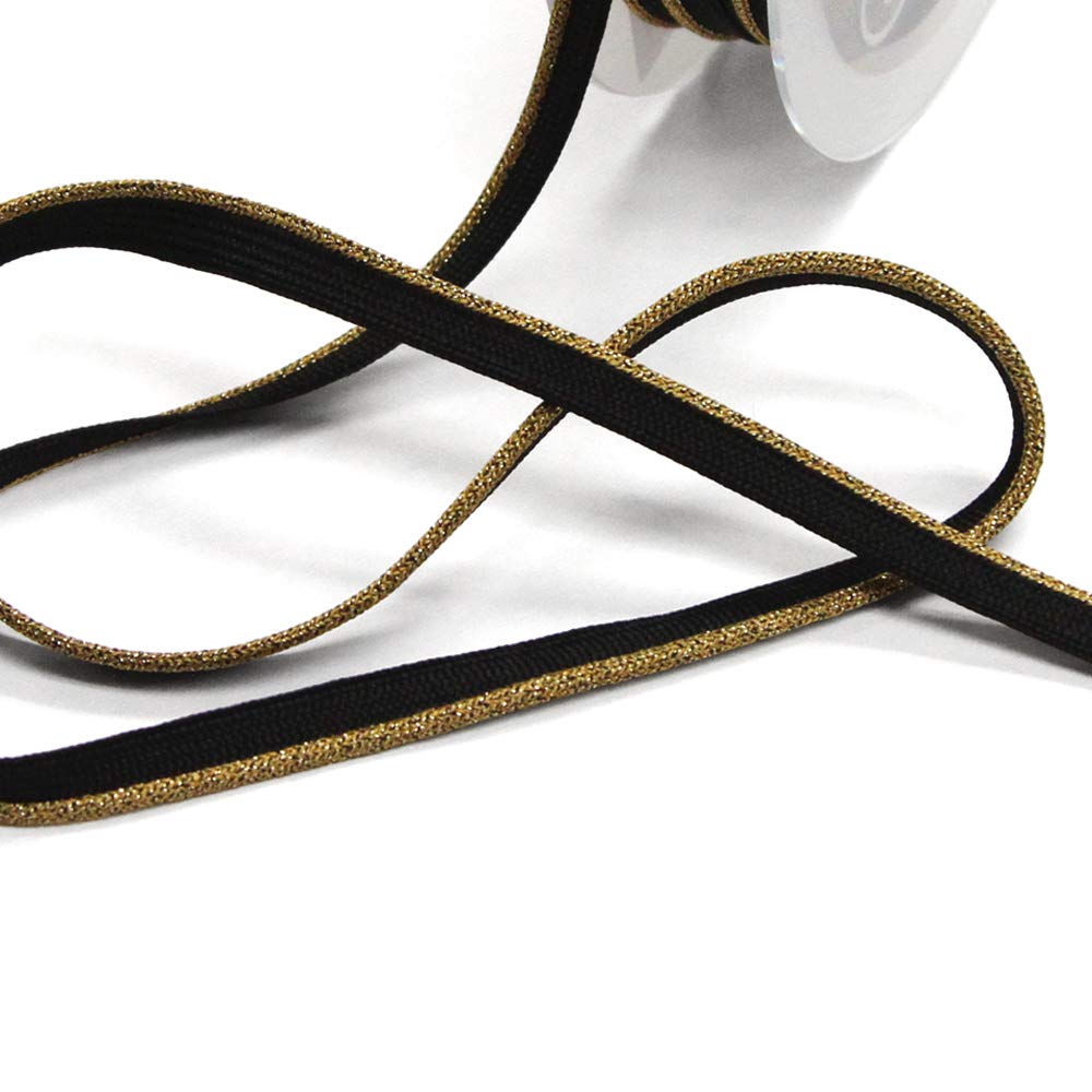 Gold & Black Lurex Piping, Made in Italy, Sold by The Yard