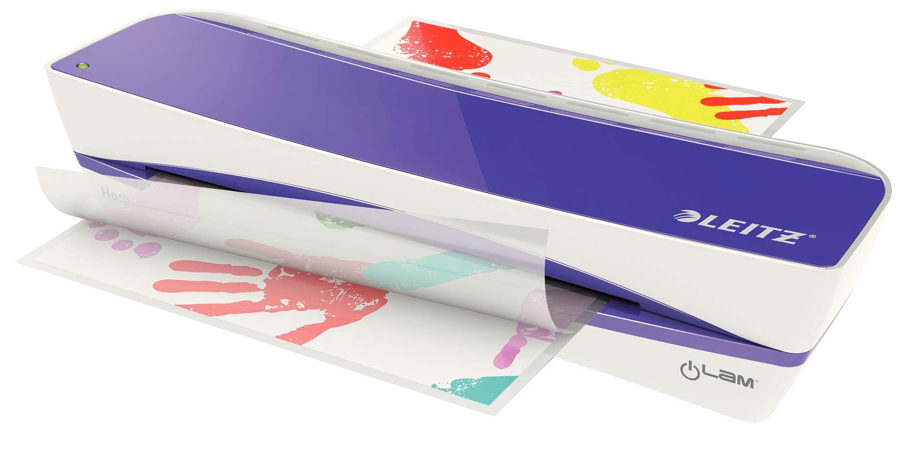 Leitz Laminator A4, do folii do laminowania od 80 do 100 mikronów, idealny do domu w salonie lub własnym biurze, domowym biurze, fioletowym, iLAM Home A4, 73660065