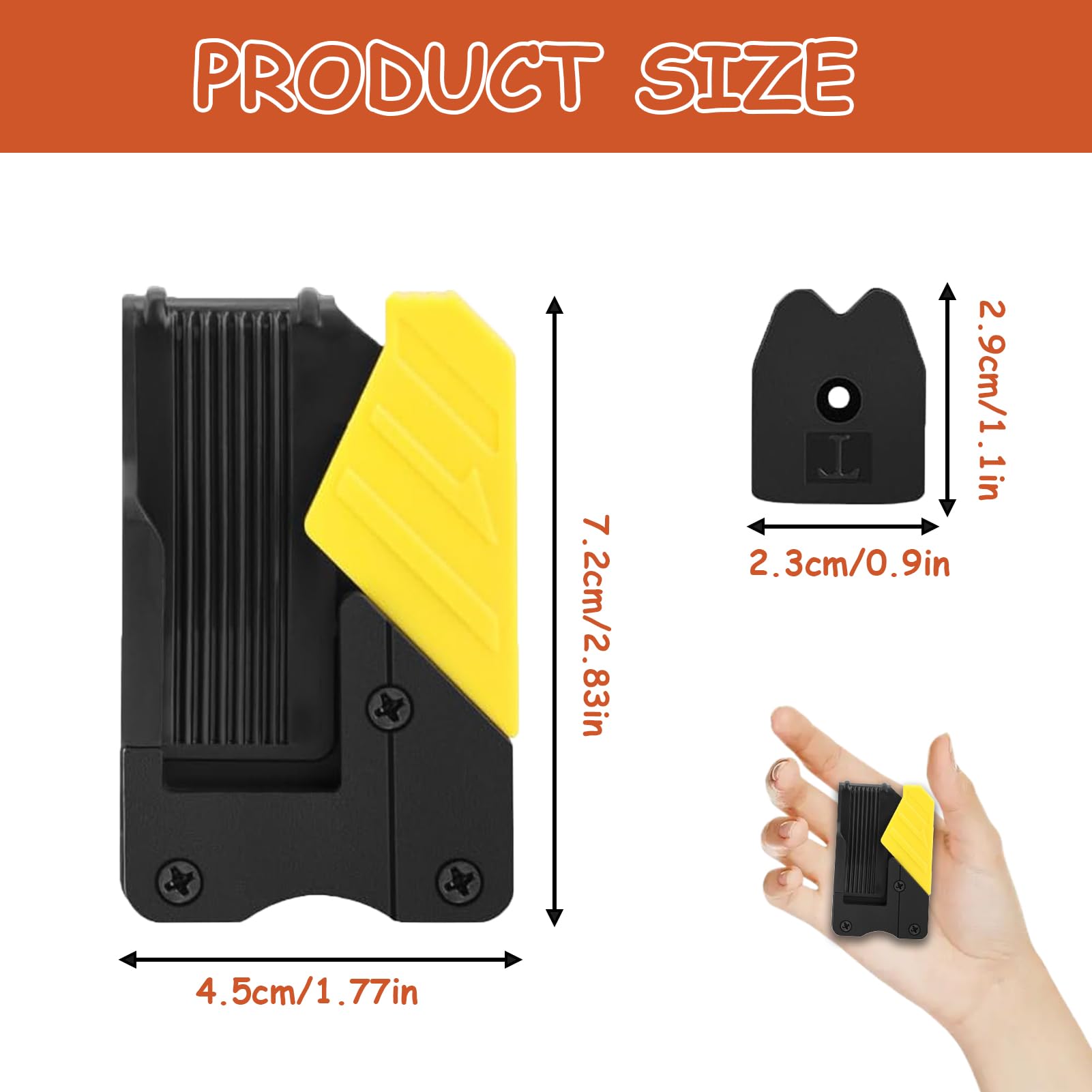 2 Pack Universal Tape Measure Belt Clip, Quick-Draw Quick-Lock Low-Profile Measuring Tape Holder Set for Pouch Pocket, Electrician Carpenter Plumber Accessories (Yellow) - Image 2