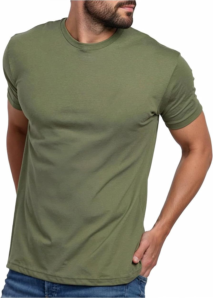Mens T Shirts Soft Cotton Blend Crew Neck Tee S - 4XL Athletic Fit Plain Casual T-Shirt for Men