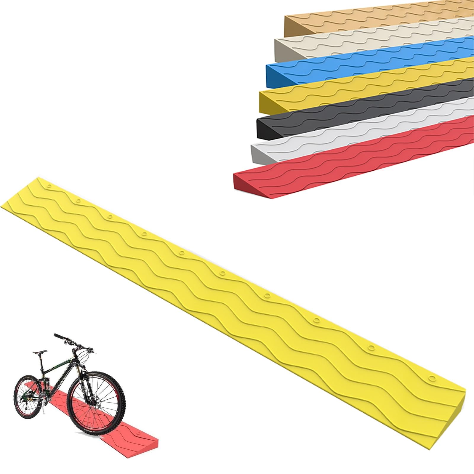 Yqyc Yellow 1-5.5Cm Rise Portable Threshold Ramp Wheelchair Ramp For Doorways, Bathroom, Supermarkets Garage Entrance, Cuttable (Color : Size : 100X8x2.5cm)