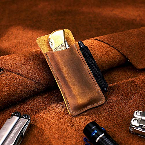 EASYANT EDC Holster mit Gürtelclip für Buck 110 Space Pen aus Leder