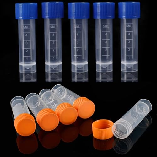 Miniatura 5 de 36 tubos de crio de 0.2fl oz, tubo de plástico graduado con tapas de tornillo, botellas de prueba pequeñas con tapa, material de polipropileno, con