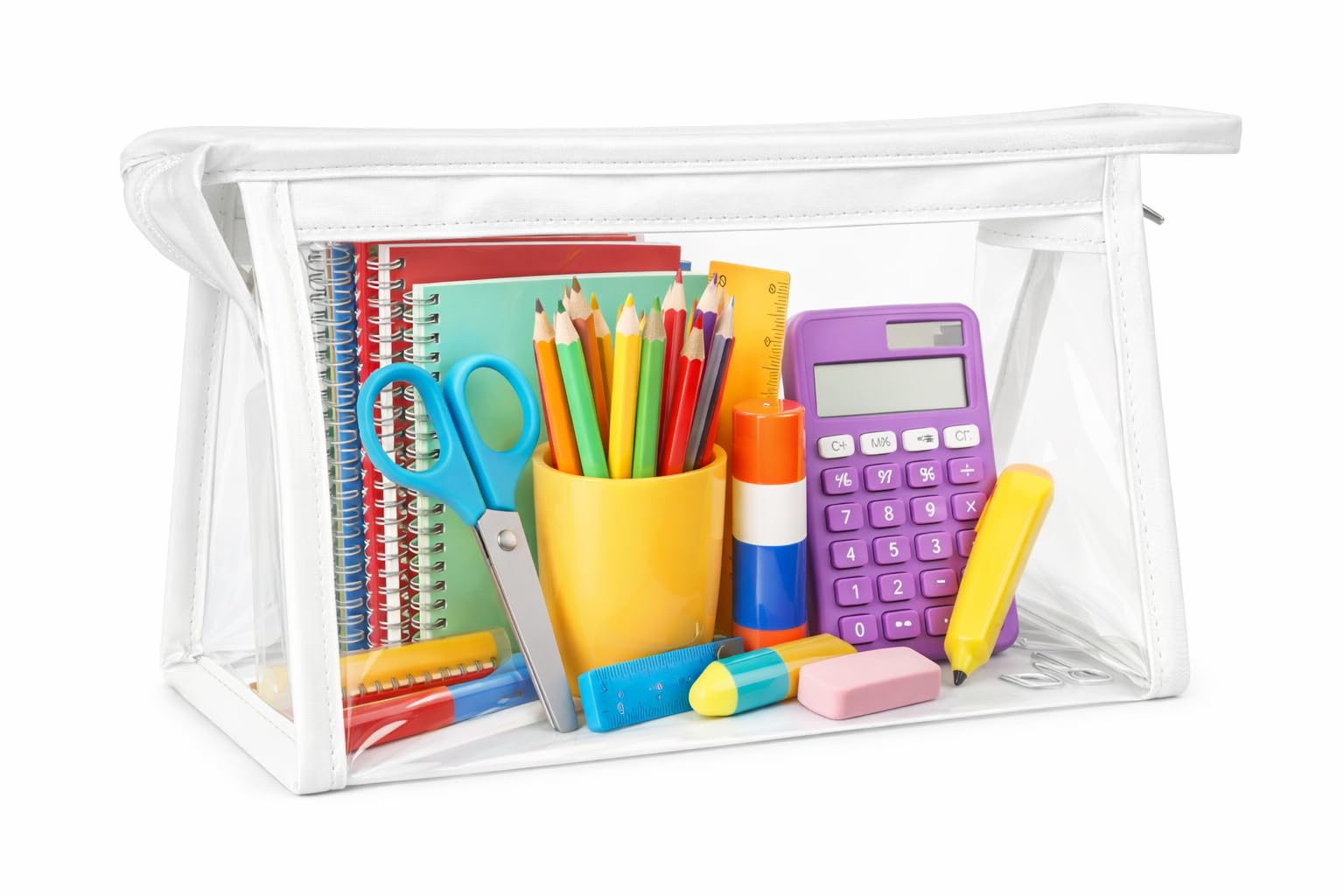 Polyethylene Large Capacity Big Pencil Pouch For Girls&Boys,Transparent Pen Bag Organizer For School,Collage,Office,Cute Cosmetic Bag For Girls,Multi-Purpose Stationary Bag Pack Of 1(White)