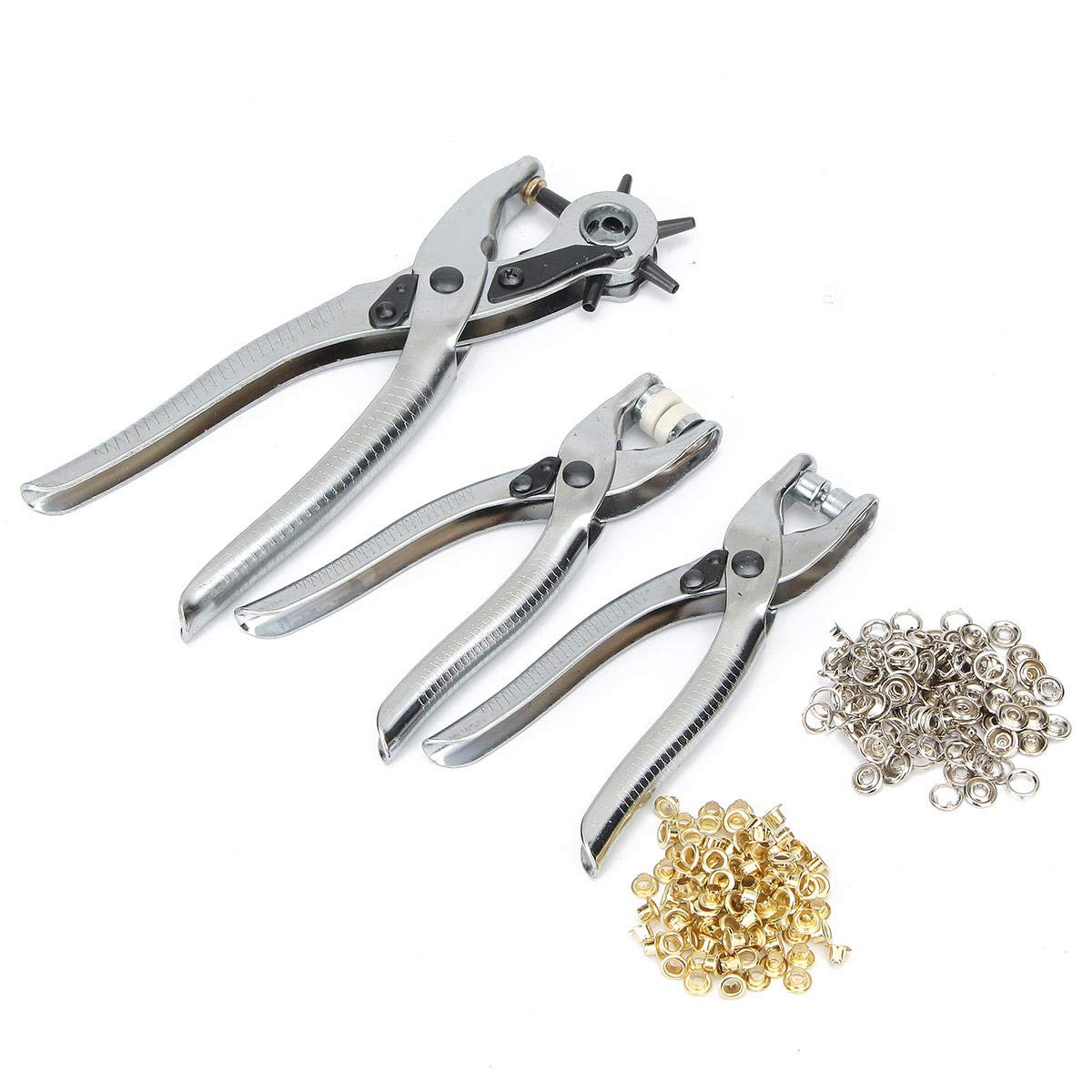 3 piezas de cuero agujero para cinturón perforadora+alicates de ojales+botón a presión ojal Setter Kit de herramientas