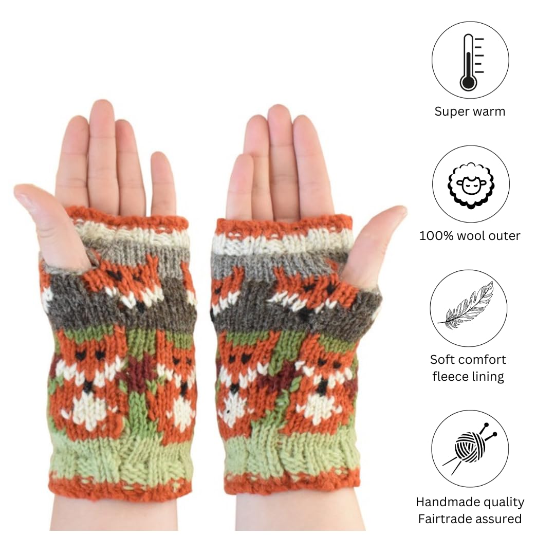 Handwärmer Aus Schafwolle & Sherpa-Fleece – Handgestrickt, Rosa, Fair Trade, Für Kalte Tage