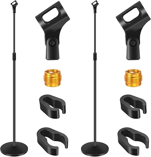 2 juegos de soporte de micrófono de base redonda, soporte universal desmontable para micrófono podcast para cantar, estudio, escenario, karaoke,