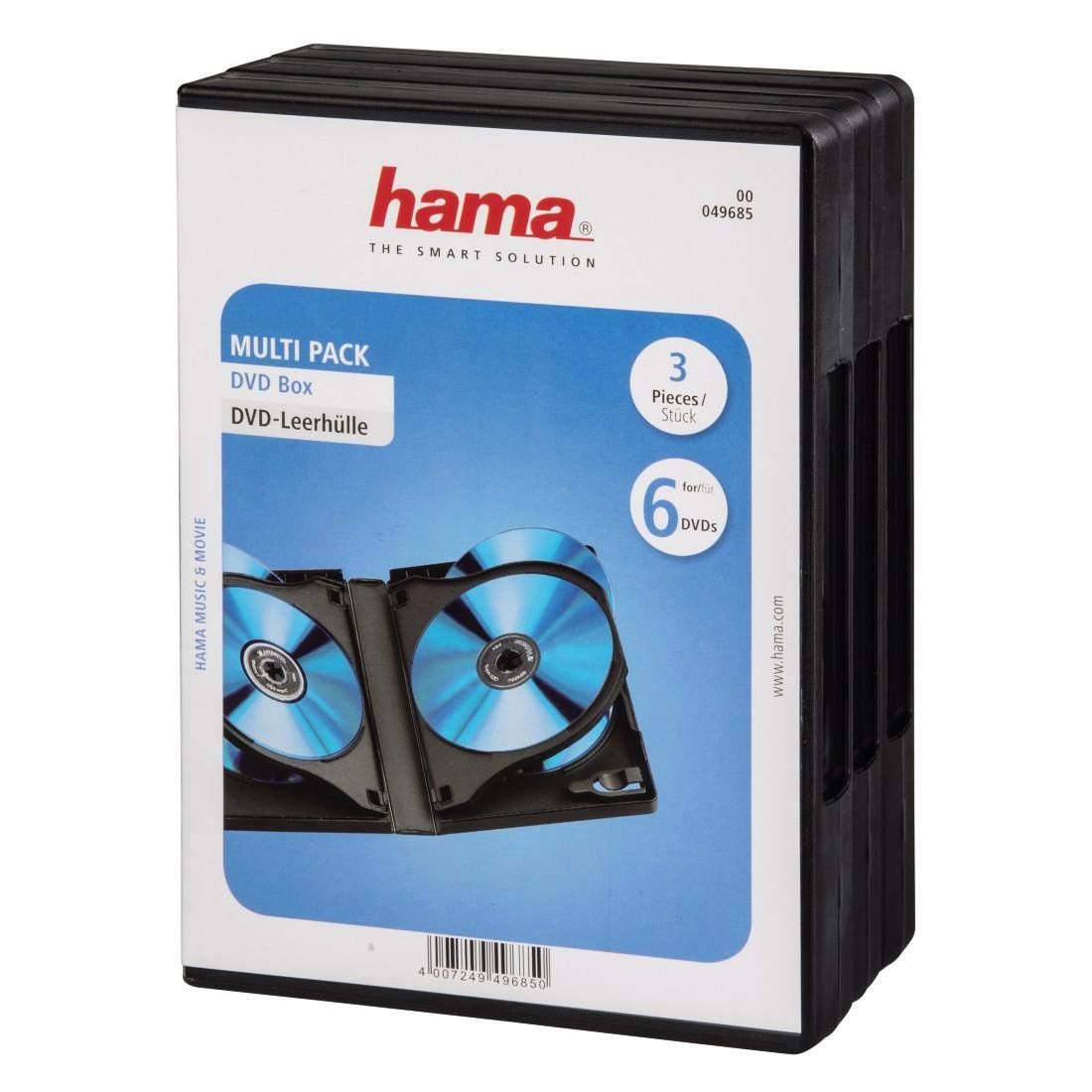 Hama DVD-/CD-/Blu-ray-Hüllen, 3er-Pack, schwarz, je 6 Scheiben