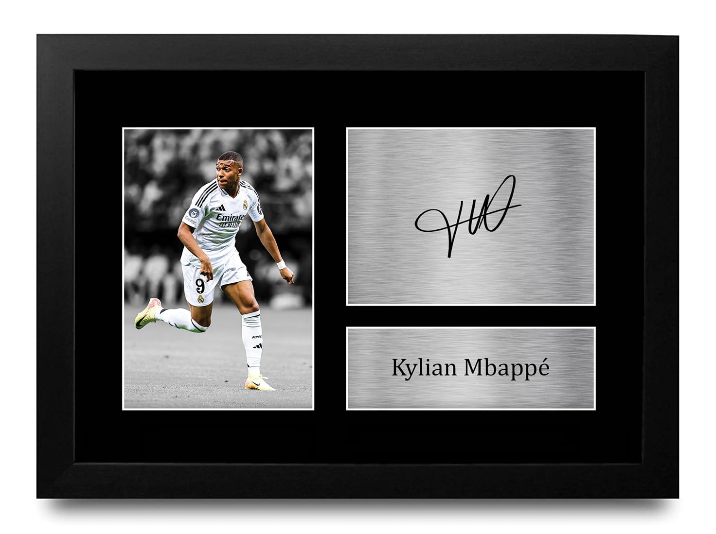 HWC Trading Kylian Mbappe Real Madrid Geschenke Gedrucktes Signiertes Autogramm Foto für Fußball Anhänger and Fans - A4 Gerahmt