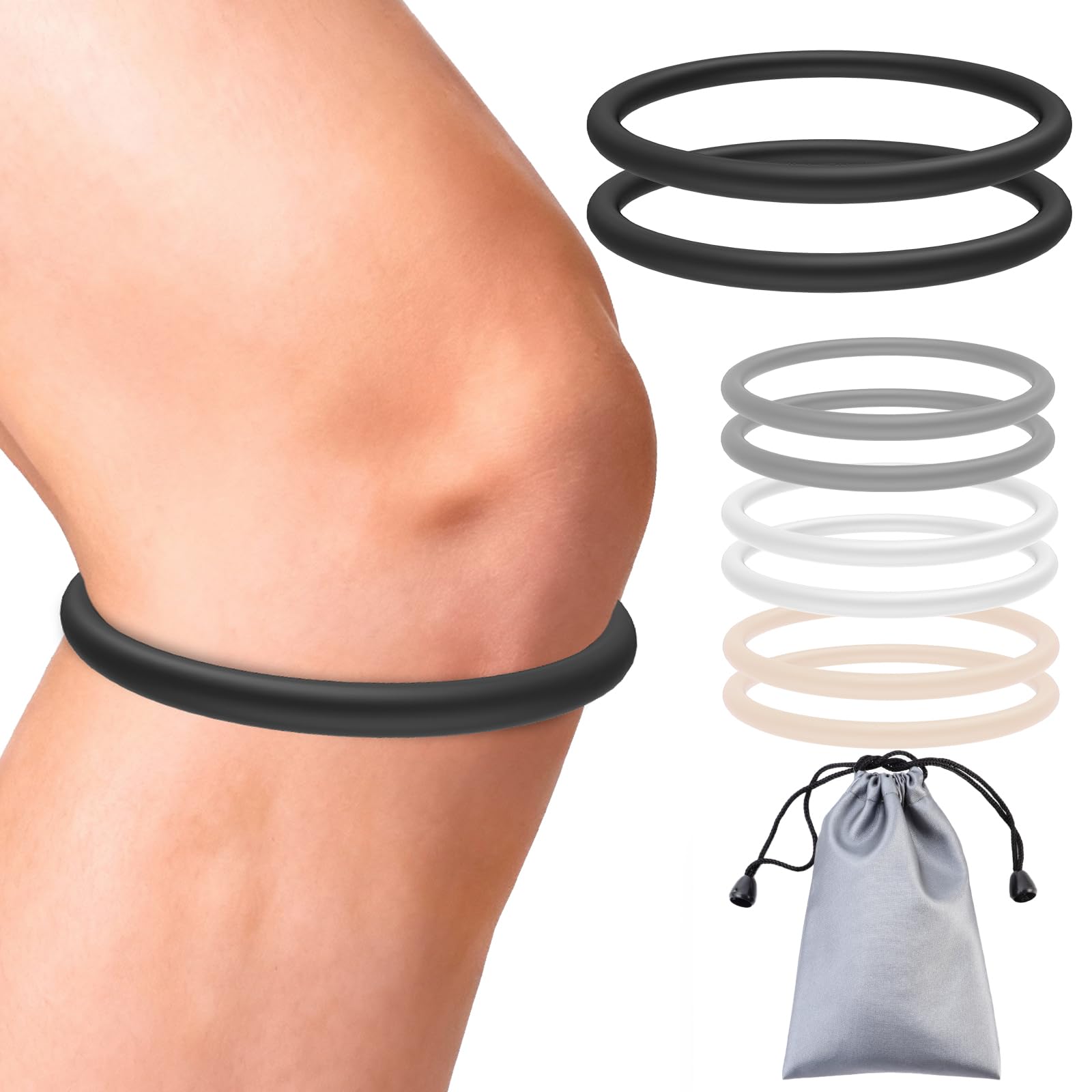 ZYHBLZX 2PCS Patella Band for Knee Pain Relief, Silicone Patellar Tendon Support Strap Brace for Basketball, Running, Jumpers Knee, Tennis, Tendonitis