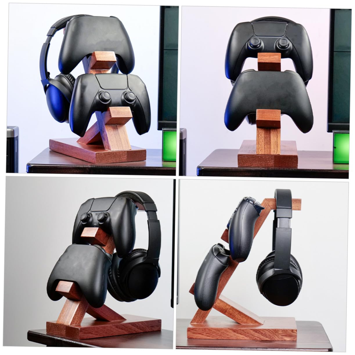Holibanna Supporto Controller Gioco in Legno Porta Controller e Supporto Cuffie da Gaming Stabile e Decorativo per Organizer Accessori Gaming