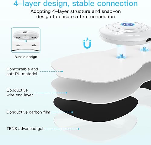 Miniatura 5 de MASTOGO Tens Unit - Almohadillas de electrodo inalámbricas, almohadillas de electrodo de repuesto con conectores estándar de 0.138 pulgadas (4