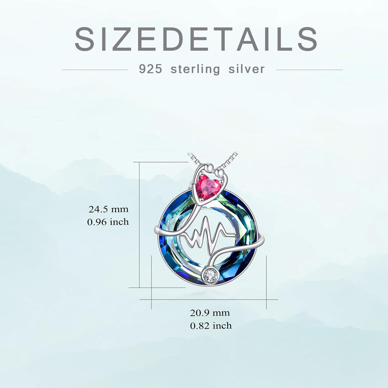 TOUPOP Nurse Gifts for Women Sterling Silver 12 Months Birthstone Stethoscope Pendant Necklace with Crystal Nurses Day Valentines Day Gifts Medical Jewelry for Doctor Nurse Student(With 925 Sterling Silver Box Chain) - Image 4
