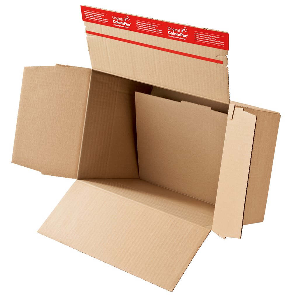 ColomPac CP141.301 - Scatola in cartone ondulato, 445 x 315 x 180-300 mm, 10 pz, con aletta autoadesiva di chiusura, filo per apertura e protezione sugli angoli, facile da assemblare, colore: Marrone