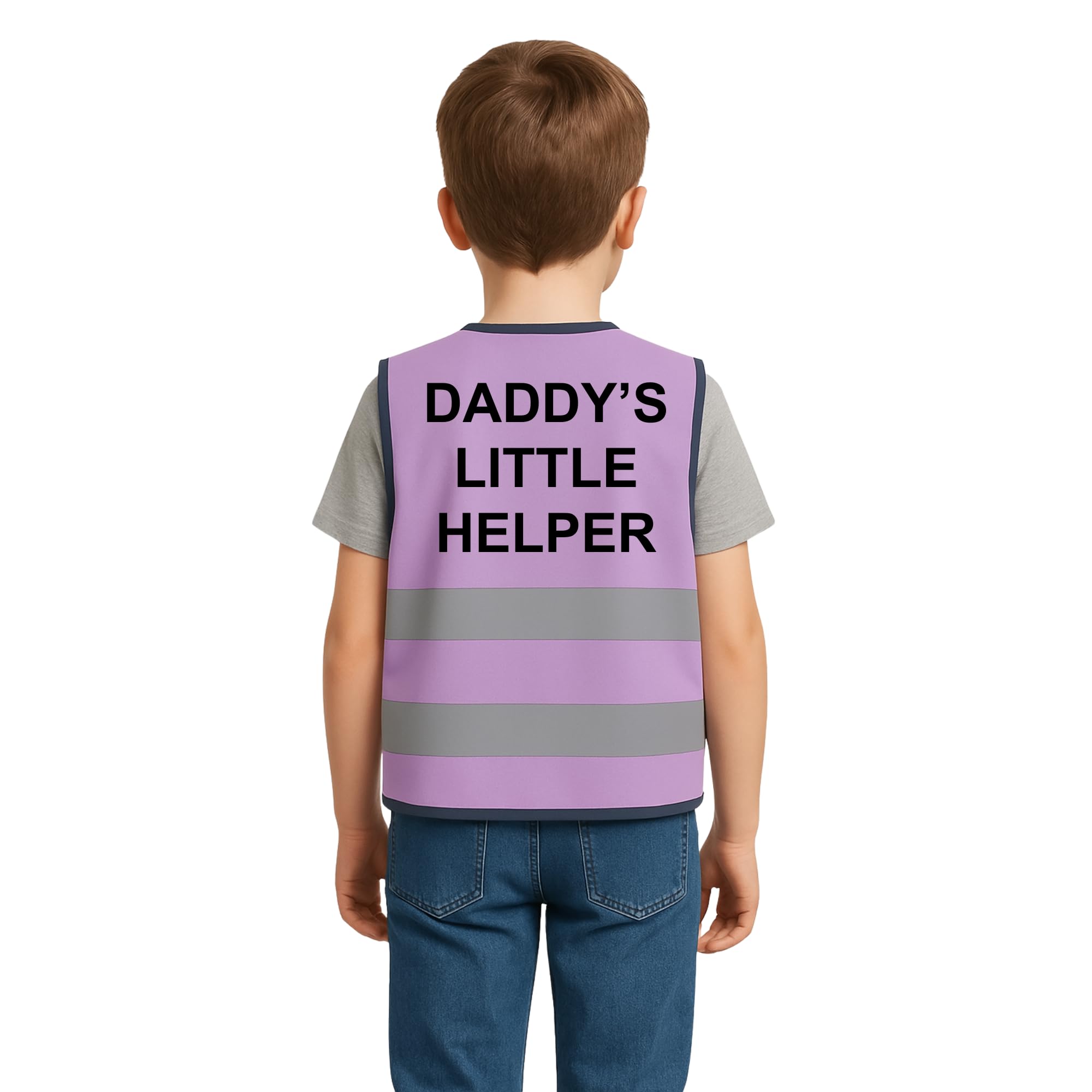 Step Ahead Kids Hi-Vis Safety Infant Vest – High Visibility Reflective Waistcoat for Children Boys & Girls Safety Vest with Back Side Custom Print (DADDY'S LITTLE HELPER, LILAC, 1-2 Year)