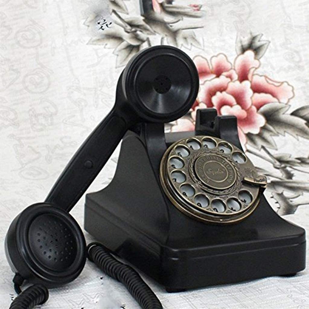 Retro Obrotowy Telefon Stacjonarny Do Domu, Zabytkowy Telefon Z Obrotową Tarczą, Staromodny Telefon Stacjonarny Z Funkcją Głośnomówiącą, Retro Czarny