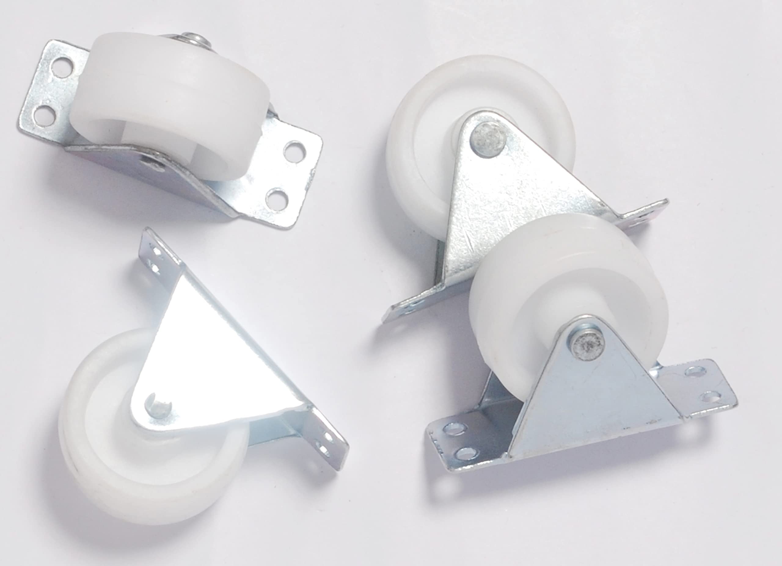 Castersman- 1.5" white-Wheels Fix Roller Casters Single Wheel fix 40 mm, pack of 4 casters up to 100kg load capacity,screw & washer also included,