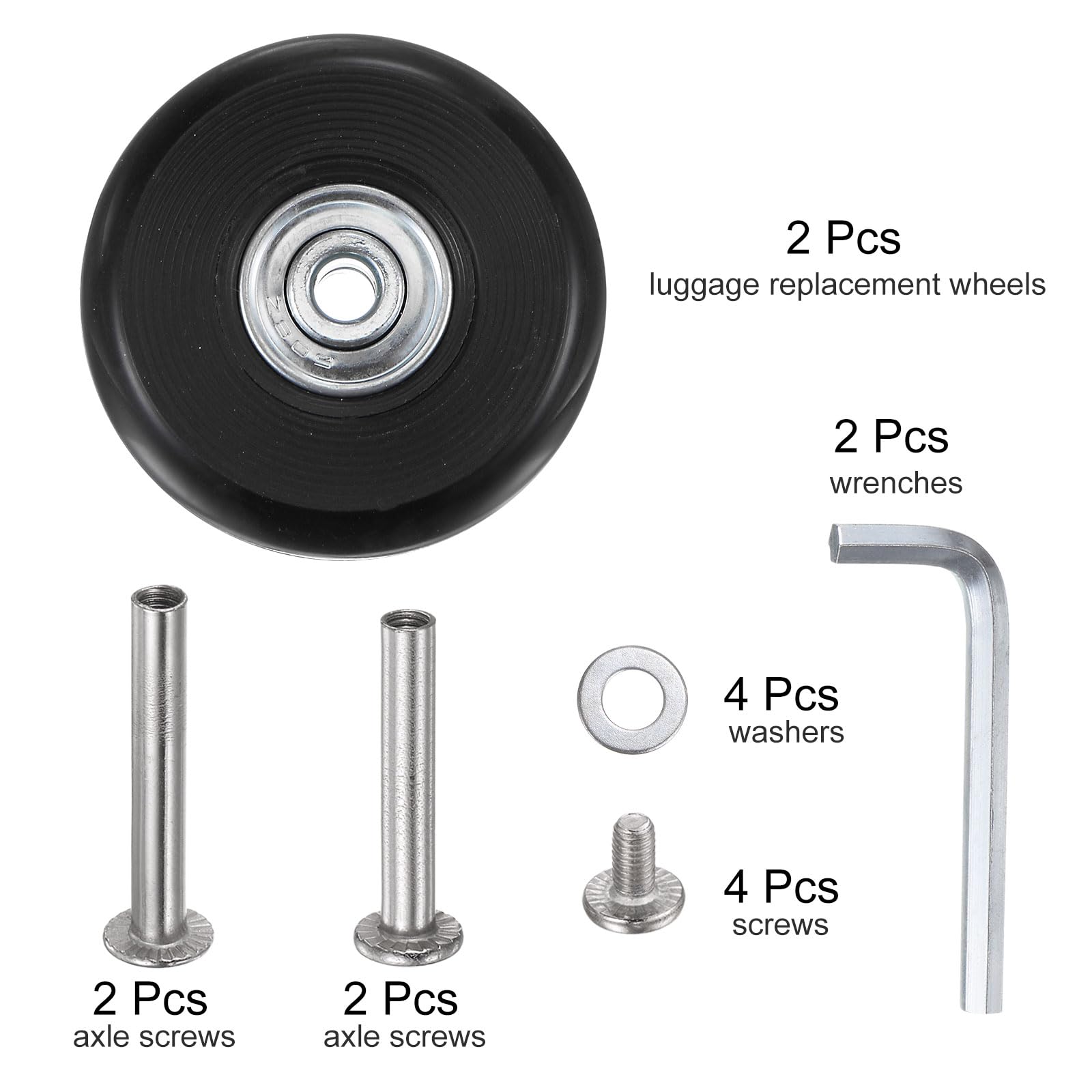 Kofferrollen 54x18mm Ersatzset - Inklusive 2 PU-Rollen & Zubehör Für Trolleys Und Inline-Skates