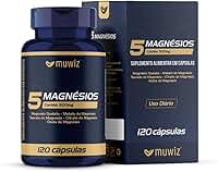 5 Magnésios 500mg 120 Cápsulas - Quelato Malato Taurato Sulfato e Óxido de Magnésio