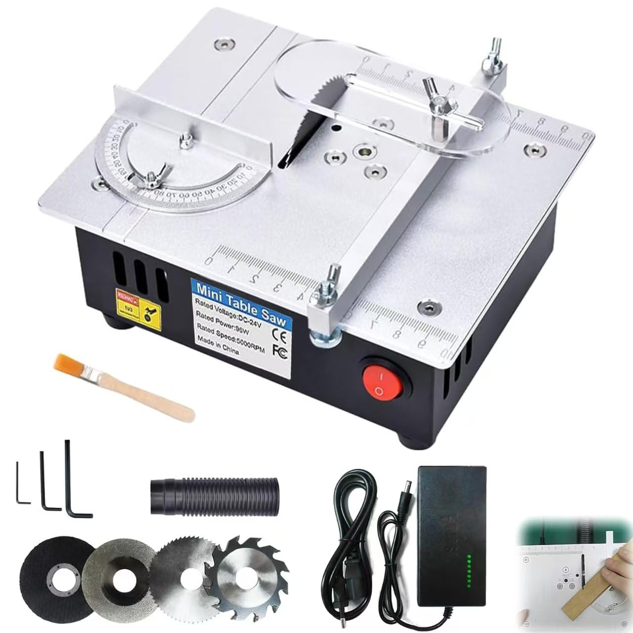 Mini Tischkreissäge für DIY-Holzbearbeitungsprojekte,7-Gang-Netzteil Einstellbarer,Tischkreissägen Tragbare Präzisions Table Saw 0,1-15mm Sägeblatt Höhenverstellbarer, Arbeitserleichterung für Jeden