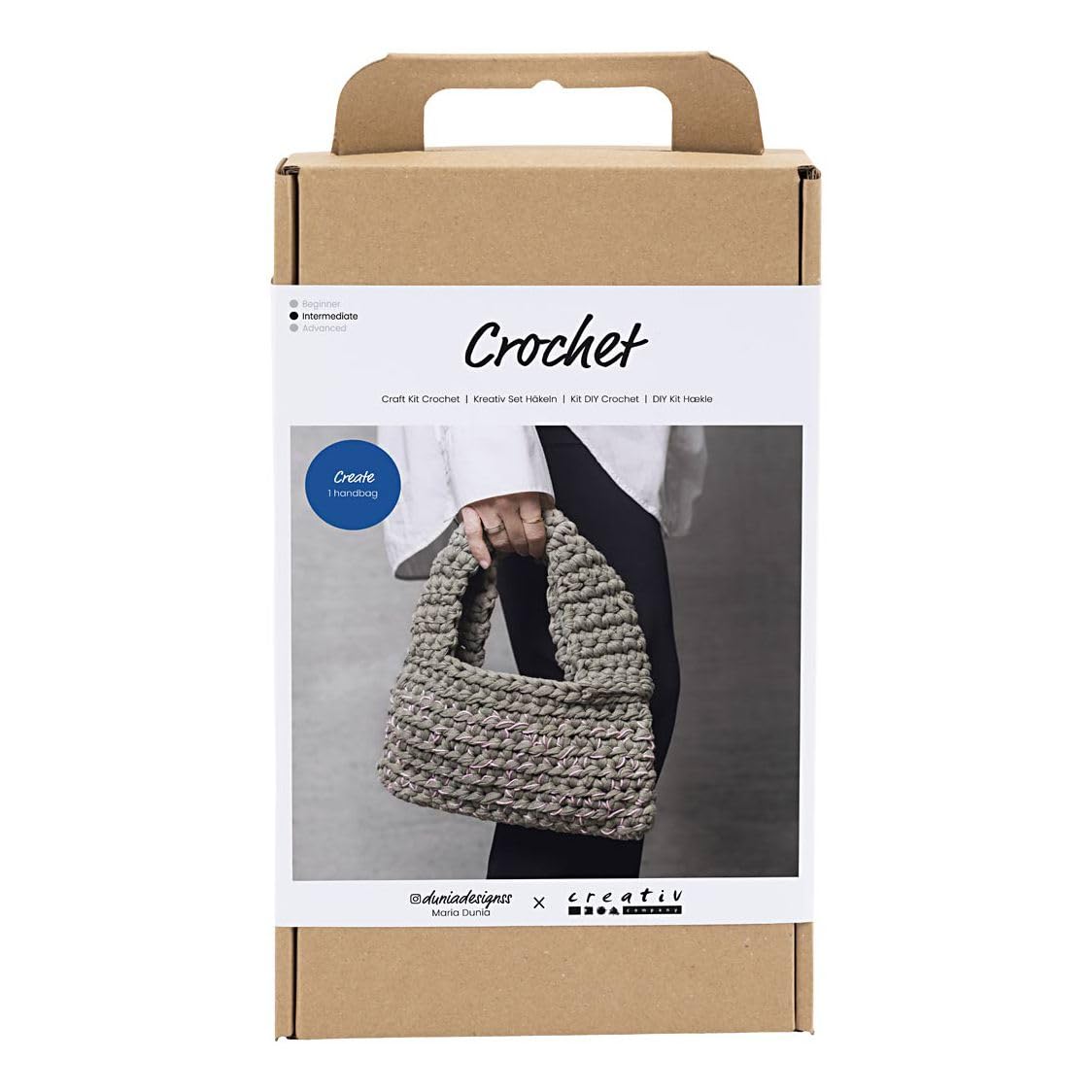 Creativ Craft Kit Crochet, Olive Green, Chunky Bag, 1 Pack