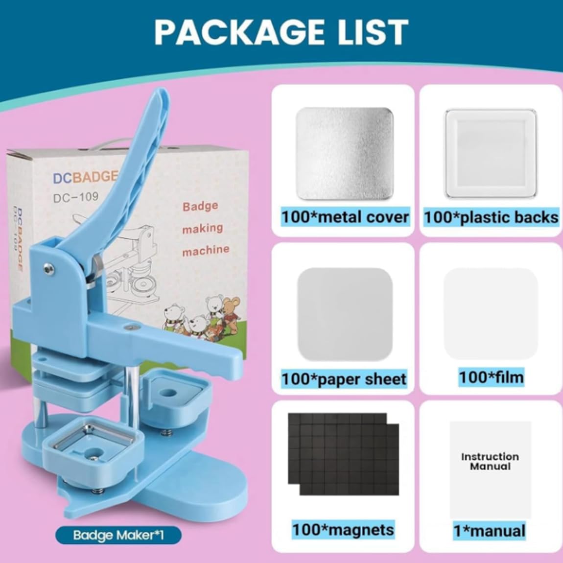 Kit fai da te per creare magneti per foto, per creare magneti quadrati personalizzati per frigorifero, ufficio o regali con 100 set di forniture