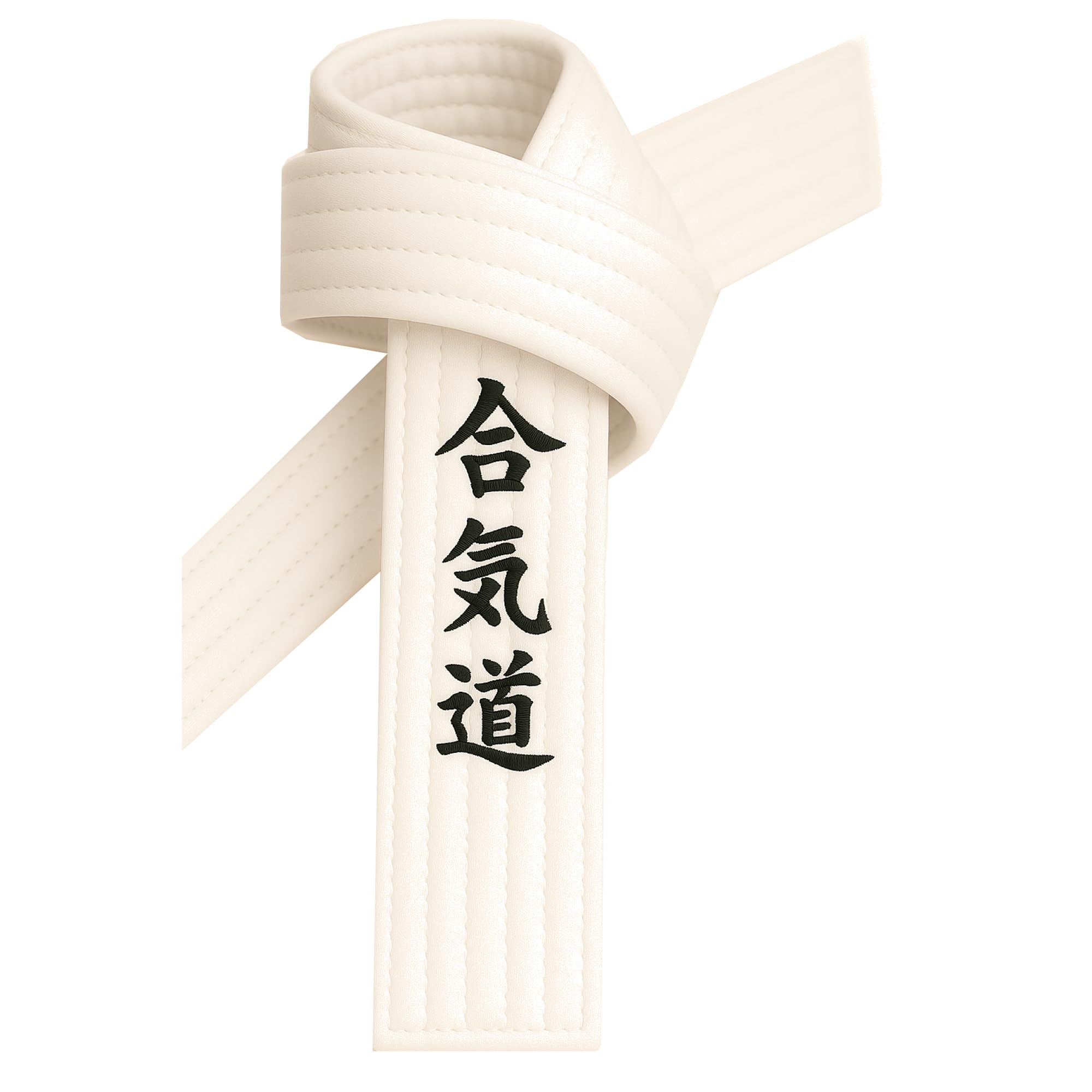 Ceinture D'aïkido Verte Brodée – Kanji Japonais, Tissu 65% Polyester/35% Coton, Couture 8 Plis, Résistante