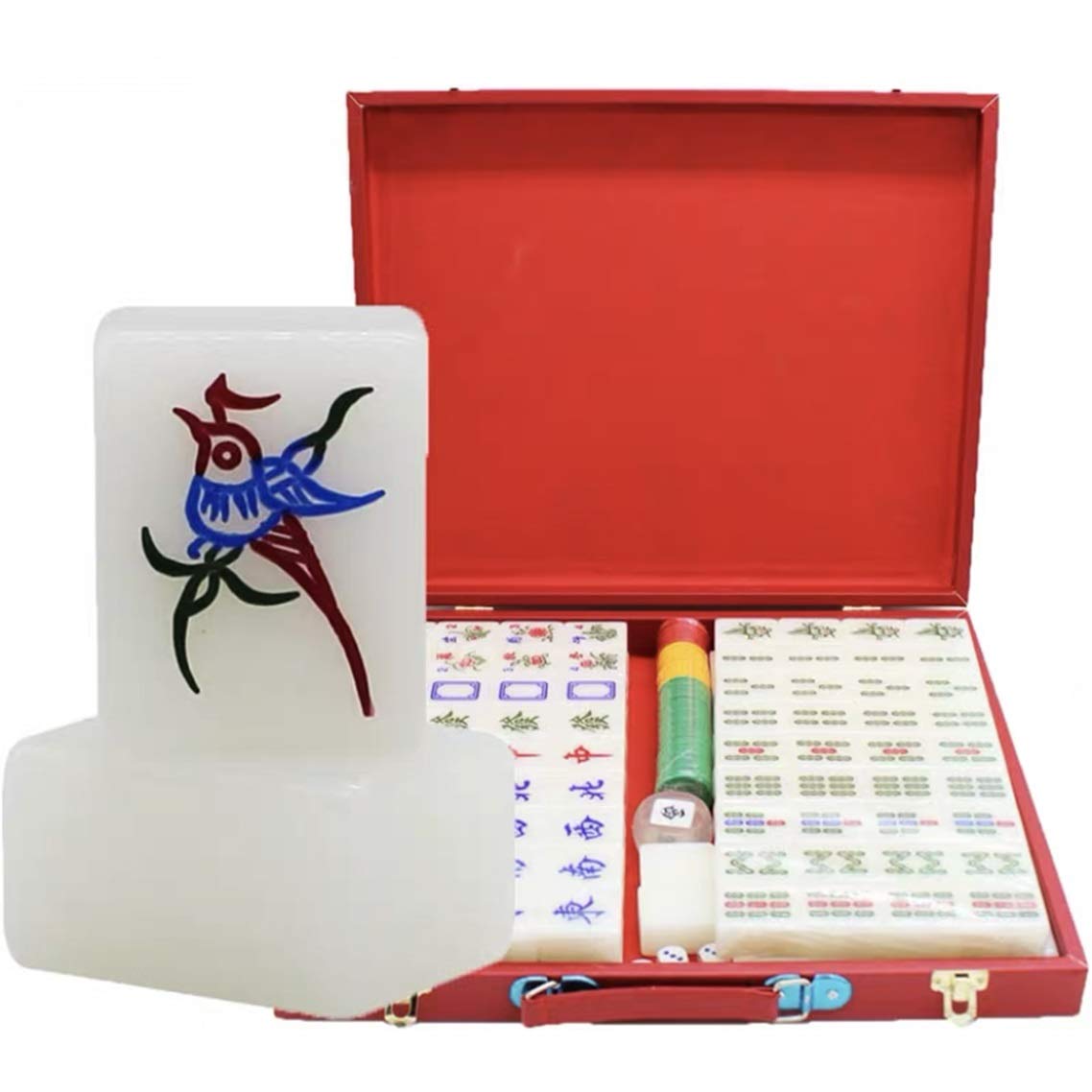 Magnetyczny chiński mahjong, gra planszowa, gry karciane, 144 chińskie tradycyjne gry mahjong do rąk, 40, biały Wiele wyborów na imprezę, rozrywka (kolor: B, rozmiar: # 40)