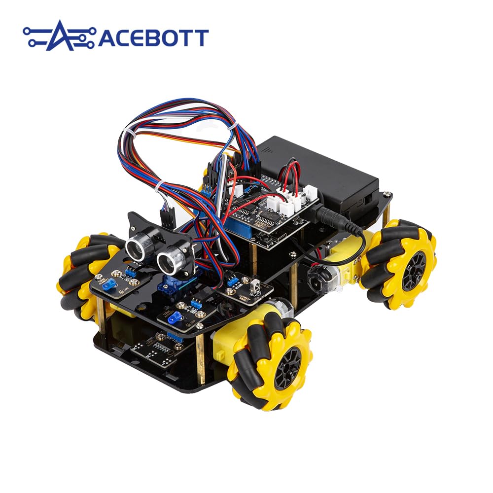 ACEBOTT STEM Roboterauto-Starterkit, Mecanum-Radkamera mit ESP32-Controller-Board | Unterstützt Arduino-, ACECode- und Python-Programmierung | Für Mint-Bildung zu Hause und in der Grundschule