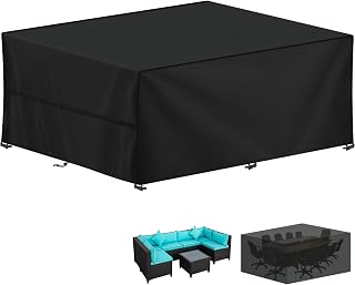 LAMUNI Funda Protectora para Muebles de Jardín Rectangular Fundas para Muebles de Terraza Impermeable Funda Mesa Exterior Anti-UV Cubierta de Exterior para Mesas, Sillas, Sofá de Jardín, 360x240x90cm