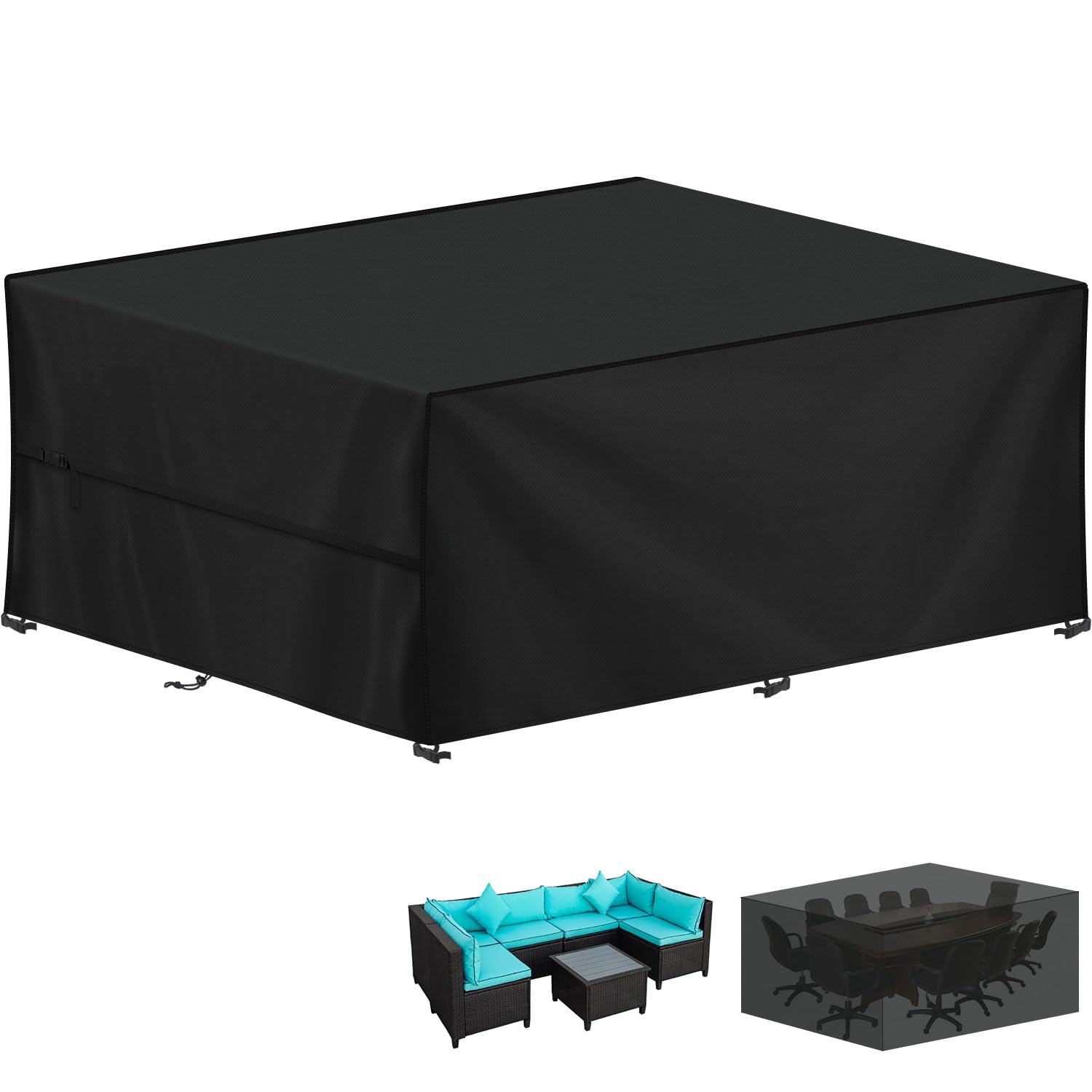 LAMUNI Coperture per Mobili da Giardino, 360x240x90cm Copertura Tavolo Esterno Telo Copertura per Giardino, Anti-UV Copridivano Esterno Impermeabile Telo Copri Divano da Giardino, Rettangolare