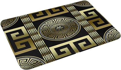 Miniatura 10 de Cortinas de ducha para tapetes de baño, diseño geométrico negro y dorado griego, tapete de baño antideslizante, para decoración de baño, cortinas de