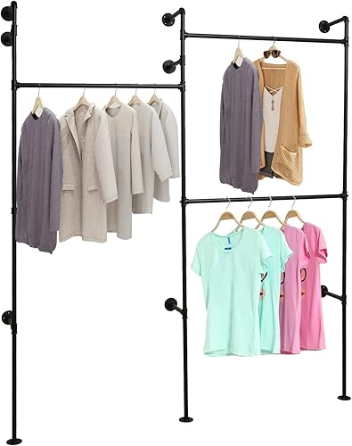 DYRABREST Perchero de ropa con 2 postes estante organizador de bufandas de alta resistencia estante organizador de armario simple marco de
