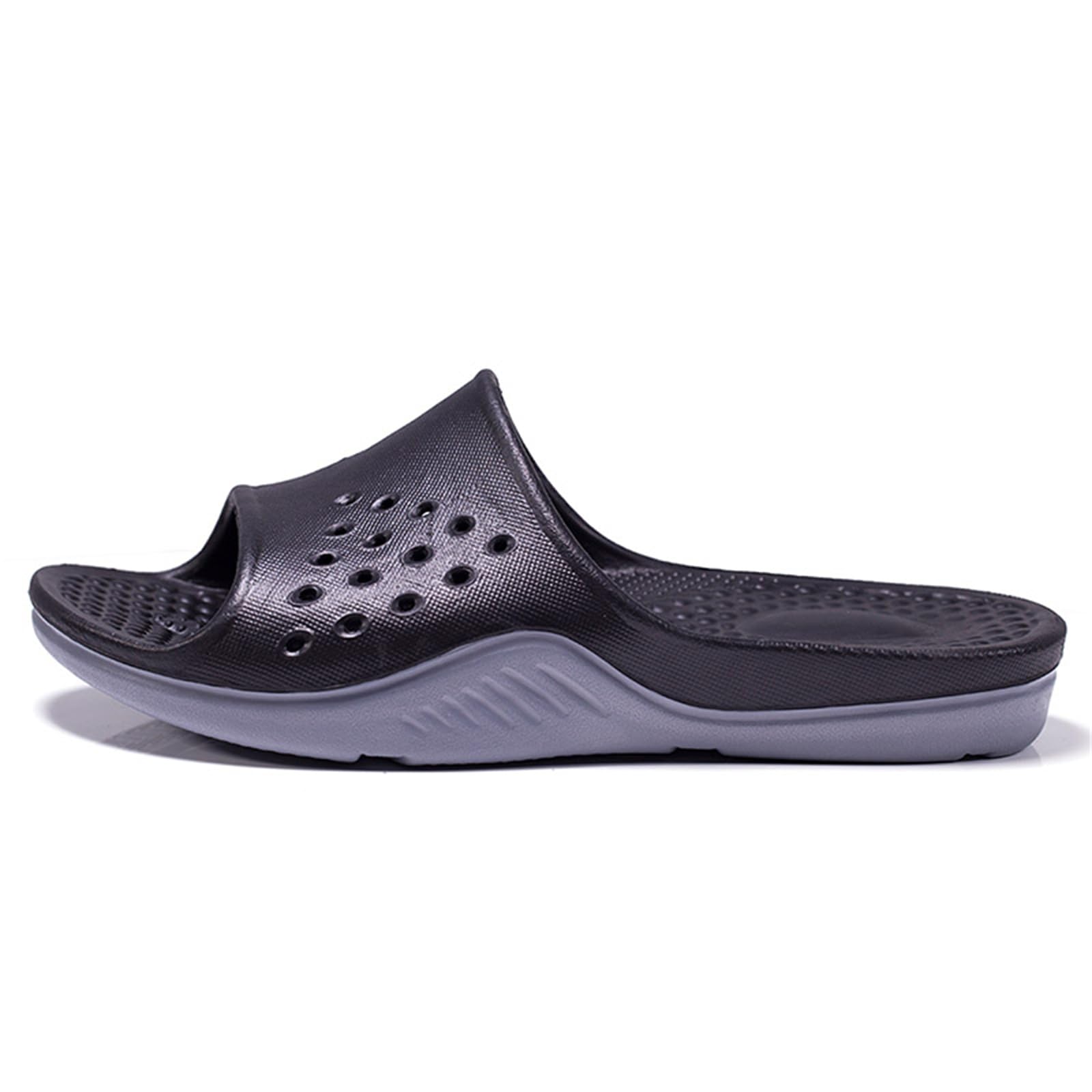 Slides Unisex Sandalias De Deslizamiento Eva Transpirables Perforadas, Zapatillas Antideslizantes Cojín Grueso Dos Tonos para La Piscina del Baño Y El Uso Diario-gray-40
