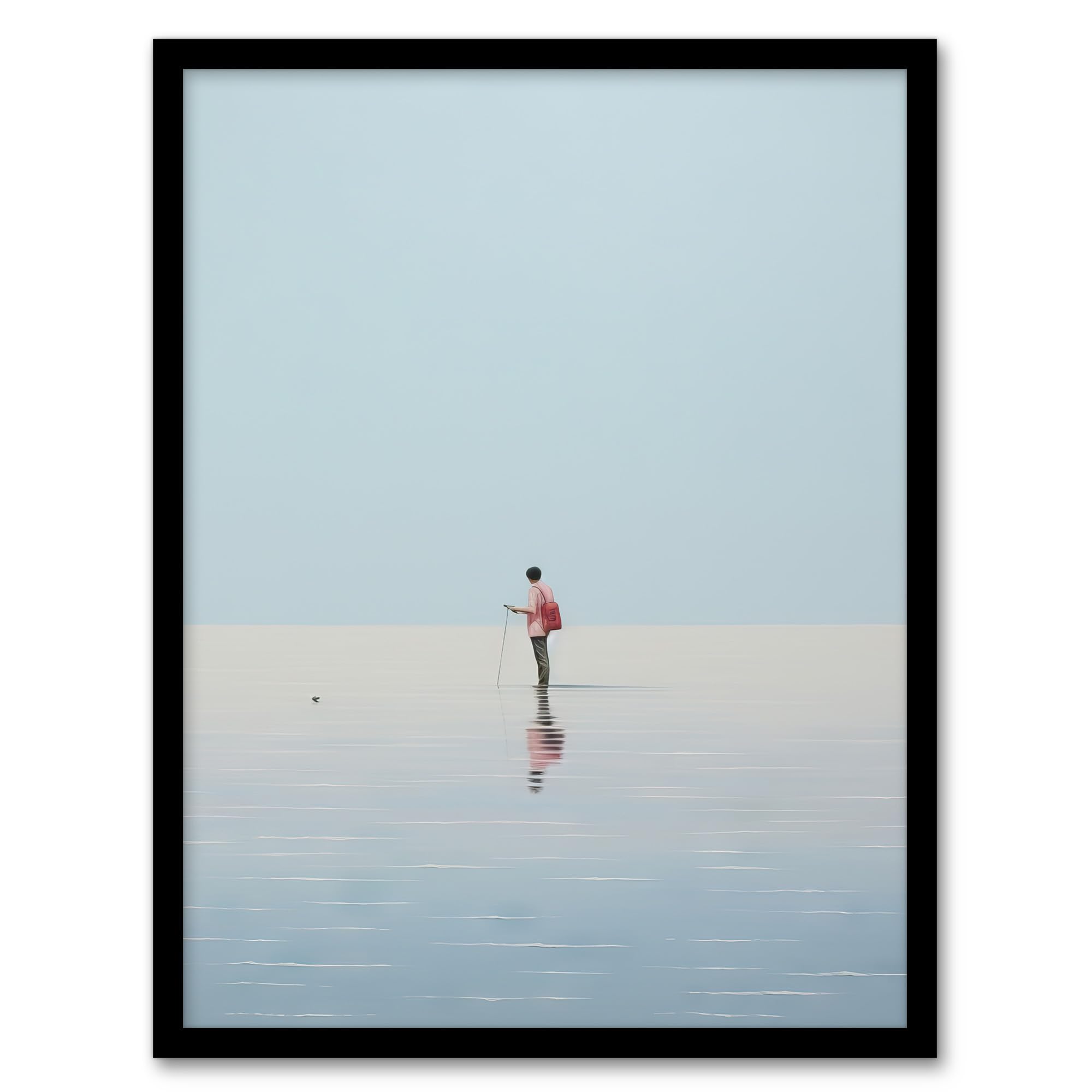 Artery8 Alone At Sea By Amy Denver Minimalist Soft Pastel Ocean Pale Blue Minimalism Simple Modern Artwork Artwork Framed Wall Art Print 18X24 Inch